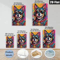 2D flat 1pc Cool Hip Hop Dog Portrait Wall Art Canvas Prints For Living Room Bedroom Decor Modern Farmhouse Aesthetic Gallery Wrapped Ready To Hang