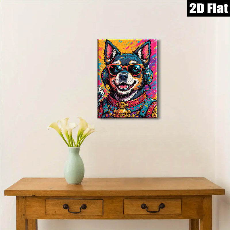 2D flat 1pc Cool Hip Hop Dog Portrait Wall Art Canvas Prints For Living Room Bedroom Decor Modern Farmhouse Aesthetic Gallery Wrapped Ready To Hang