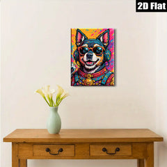 2D flat 1pc Cool Hip Hop Dog Portrait Wall Art Canvas Prints For Living Room Bedroom Decor Modern Farmhouse Aesthetic Gallery Wrapped Ready To Hang