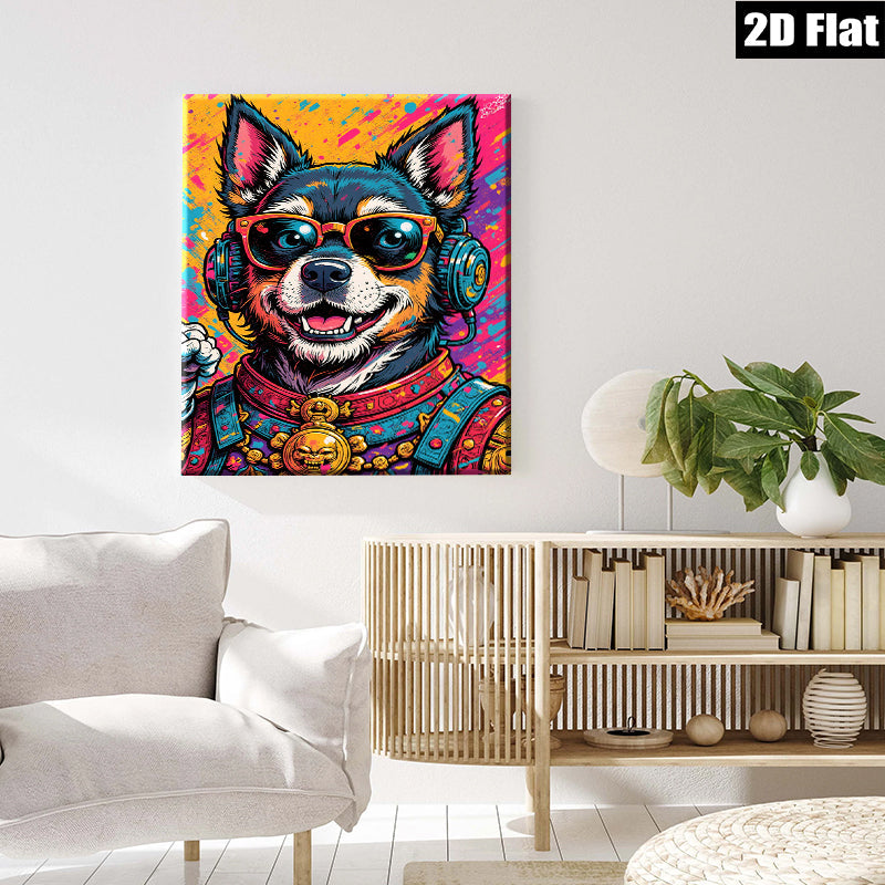 2D flat 1pc Cool Hip Hop Dog Portrait Wall Art Canvas Prints For Living Room Bedroom Decor Modern Farmhouse Aesthetic Gallery Wrapped Ready To Hang