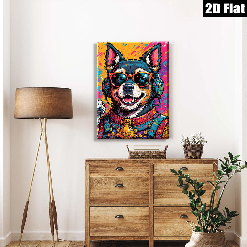 2D flat 1pc Cool Hip Hop Dog Portrait Wall Art Canvas Prints For Living Room Bedroom Decor Modern Farmhouse Aesthetic Gallery Wrapped Ready To Hang