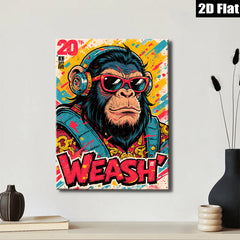 2D flat 1pc Cool Hip Hop Monkey Wall Art Canvas Prints for Living Room Bedroom Decor Modern Animal Graffiti Artwork Inspirational Home Decorations Gift Ideas Trending Now