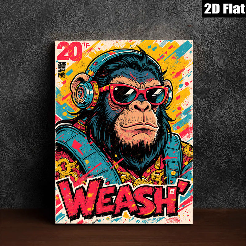 2D flat 1pc Cool Hip Hop Monkey Wall Art Canvas Prints for Living Room Bedroom Decor Modern Animal Graffiti Artwork Inspirational Home Decorations Gift Ideas Trending Now