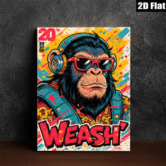 2D flat 1pc Cool Hip Hop Monkey Wall Art Canvas Prints for Living Room Bedroom Decor Modern Animal Graffiti Artwork Inspirational Home Decorations Gift Ideas Trending Now