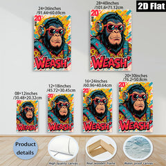 2D flat 1pc Cool Hip Hop Monkey Wall Art Canvas Prints for Living Room Bedroom Decor Modern Animal Graffiti Artwork Inspirational Home Decorations Gift Ideas Trending Now