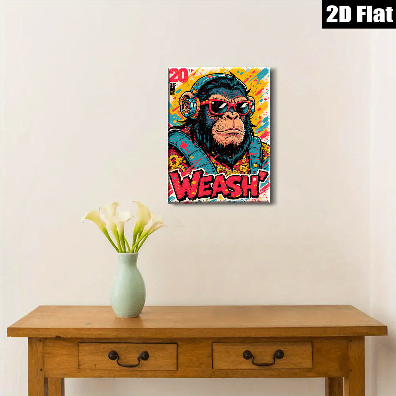 2D flat 1pc Cool Hip Hop Monkey Wall Art Canvas Prints for Living Room Bedroom Decor Modern Animal Graffiti Artwork Inspirational Home Decorations Gift Ideas Trending Now