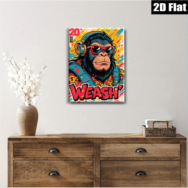 2D flat 1pc Cool Hip Hop Monkey Wall Art Canvas Prints for Living Room Bedroom Decor Modern Animal Graffiti Artwork Inspirational Home Decorations Gift Ideas Trending Now