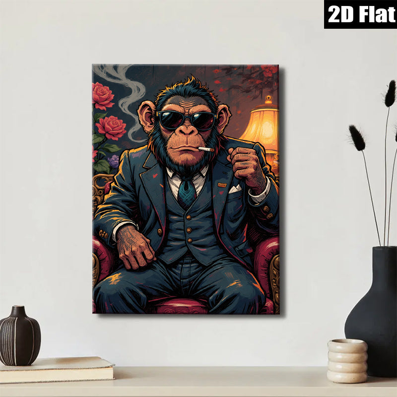 2D flat 1pc Cool Monkey Portrait Wall Art Living Room Bedroom Decor Modern Animal Canvas Prints Farmhouse Style Maximalist Aesthetic