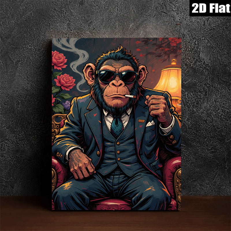 2D flat 1pc Cool Monkey Portrait Wall Art Living Room Bedroom Decor Modern Animal Canvas Prints Farmhouse Style Maximalist Aesthetic