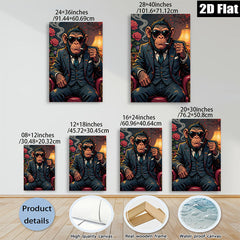 2D flat 1pc Cool Monkey Portrait Wall Art Living Room Bedroom Decor Modern Animal Canvas Prints Farmhouse Style Maximalist Aesthetic