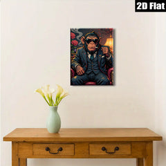 2D flat 1pc Cool Monkey Portrait Wall Art Living Room Bedroom Decor Modern Animal Canvas Prints Farmhouse Style Maximalist Aesthetic