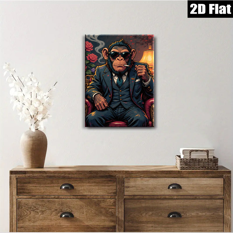 2D flat 1pc Cool Monkey Portrait Wall Art Living Room Bedroom Decor Modern Animal Canvas Prints Farmhouse Style Maximalist Aesthetic