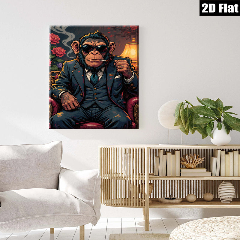 2D flat 1pc Cool Monkey Portrait Wall Art Living Room Bedroom Decor Modern Animal Canvas Prints Farmhouse Style Maximalist Aesthetic