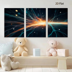 2D flat 1pc Cosmic Burst Energy Flow Abstract Wall Art Living Room Bedroom Decor Modern Canvas Prints Gallery Wrapped Teal Orange Gold