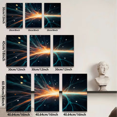 2D flat 1pc Cosmic Burst Energy Flow Abstract Wall Art Living Room Bedroom Decor Modern Canvas Prints Gallery Wrapped Teal Orange Gold