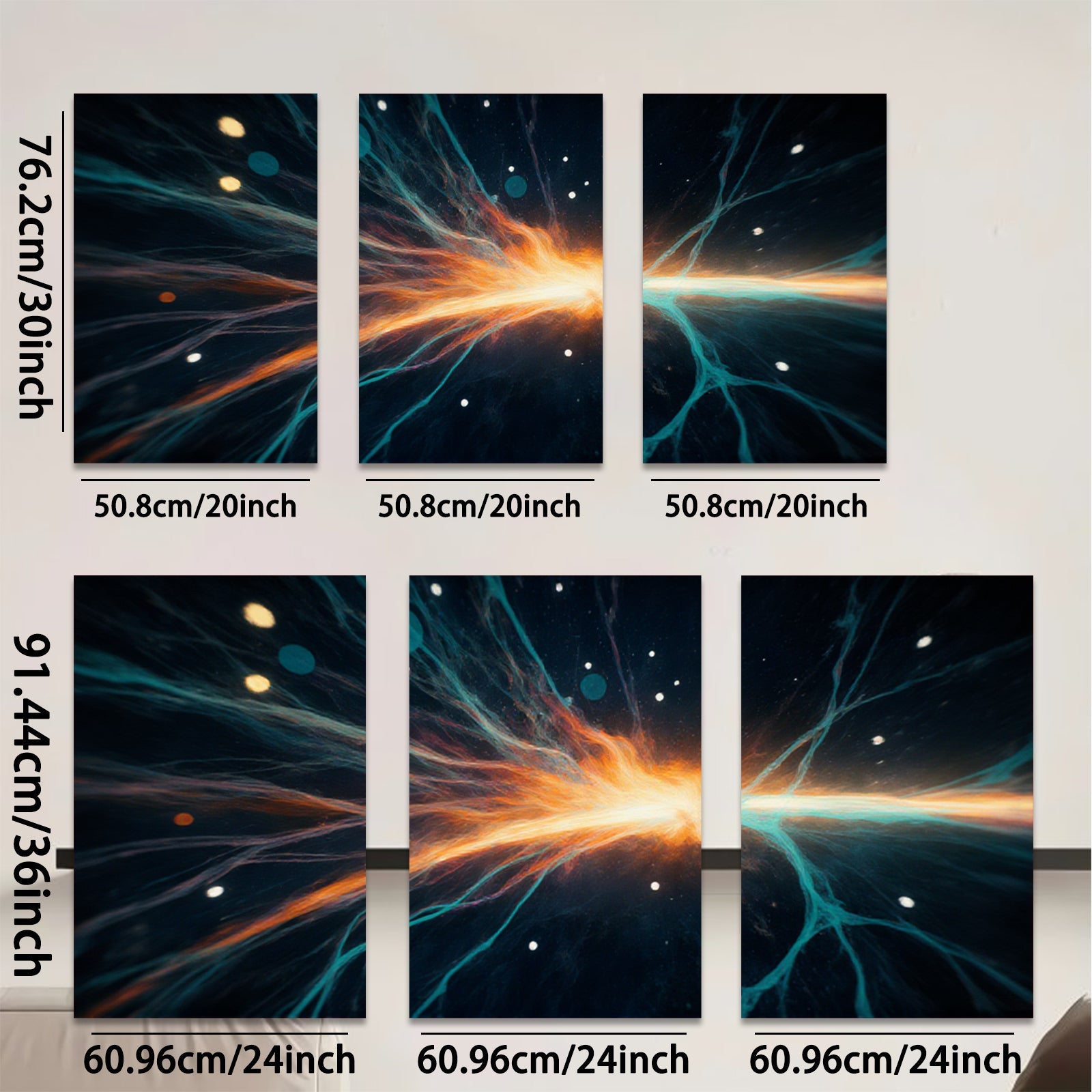 2D flat 1pc Cosmic Burst Energy Flow Abstract Wall Art Living Room Bedroom Decor Modern Canvas Prints Gallery Wrapped Teal Orange Gold