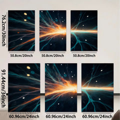 2D flat 1pc Cosmic Burst Energy Flow Abstract Wall Art Living Room Bedroom Decor Modern Canvas Prints Gallery Wrapped Teal Orange Gold