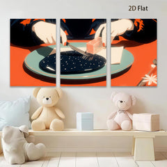 2D flat 1pc Cosmic Dinner Abstract Art Modern Wall Decor Living Room Bedroom Canvas Print Inspirational Home Artwork Gallery Wrapped Ready to Hang Minimalist Style