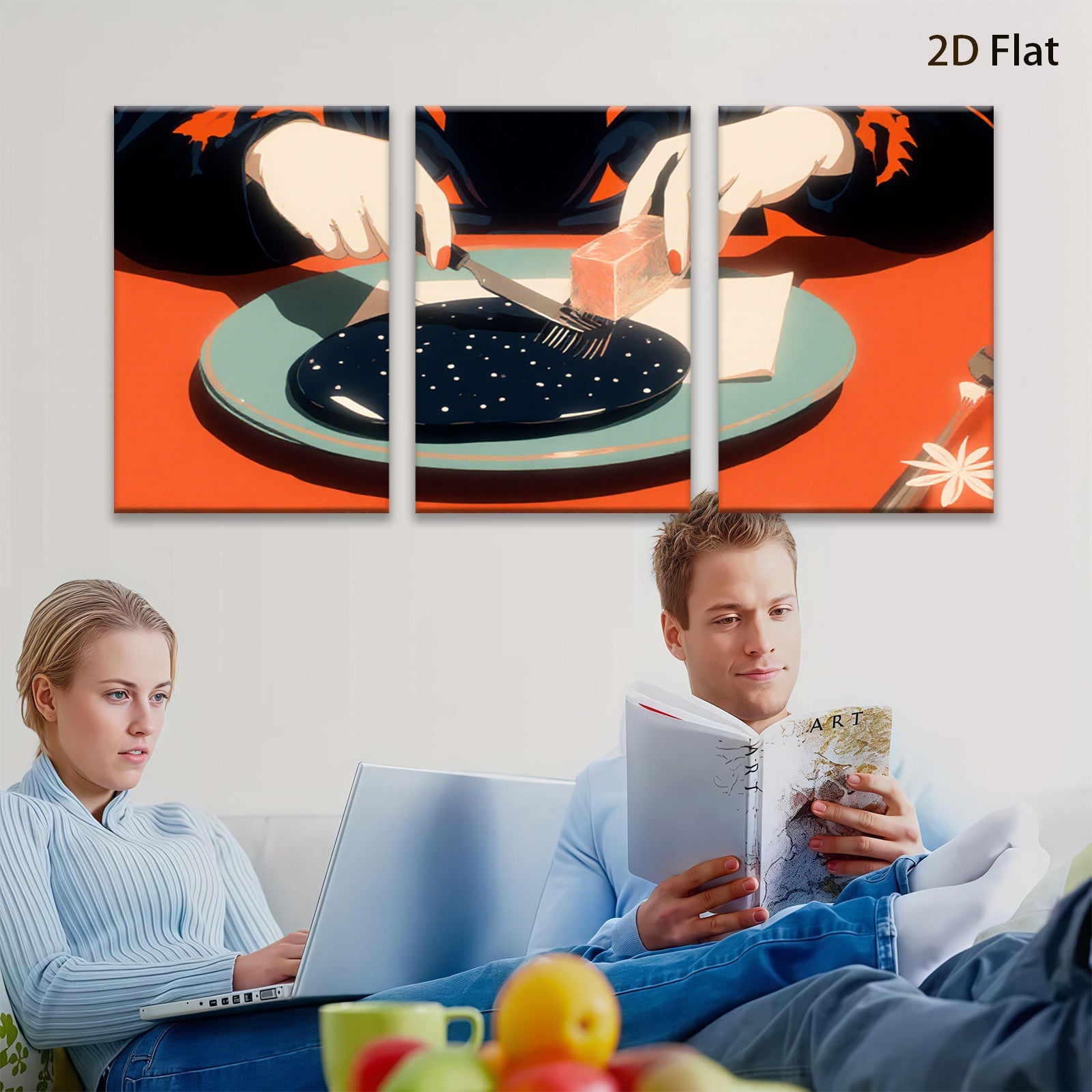 2D flat 1pc Cosmic Dinner Abstract Art Modern Wall Decor Living Room Bedroom Canvas Print Inspirational Home Artwork Gallery Wrapped Ready to Hang Minimalist Style