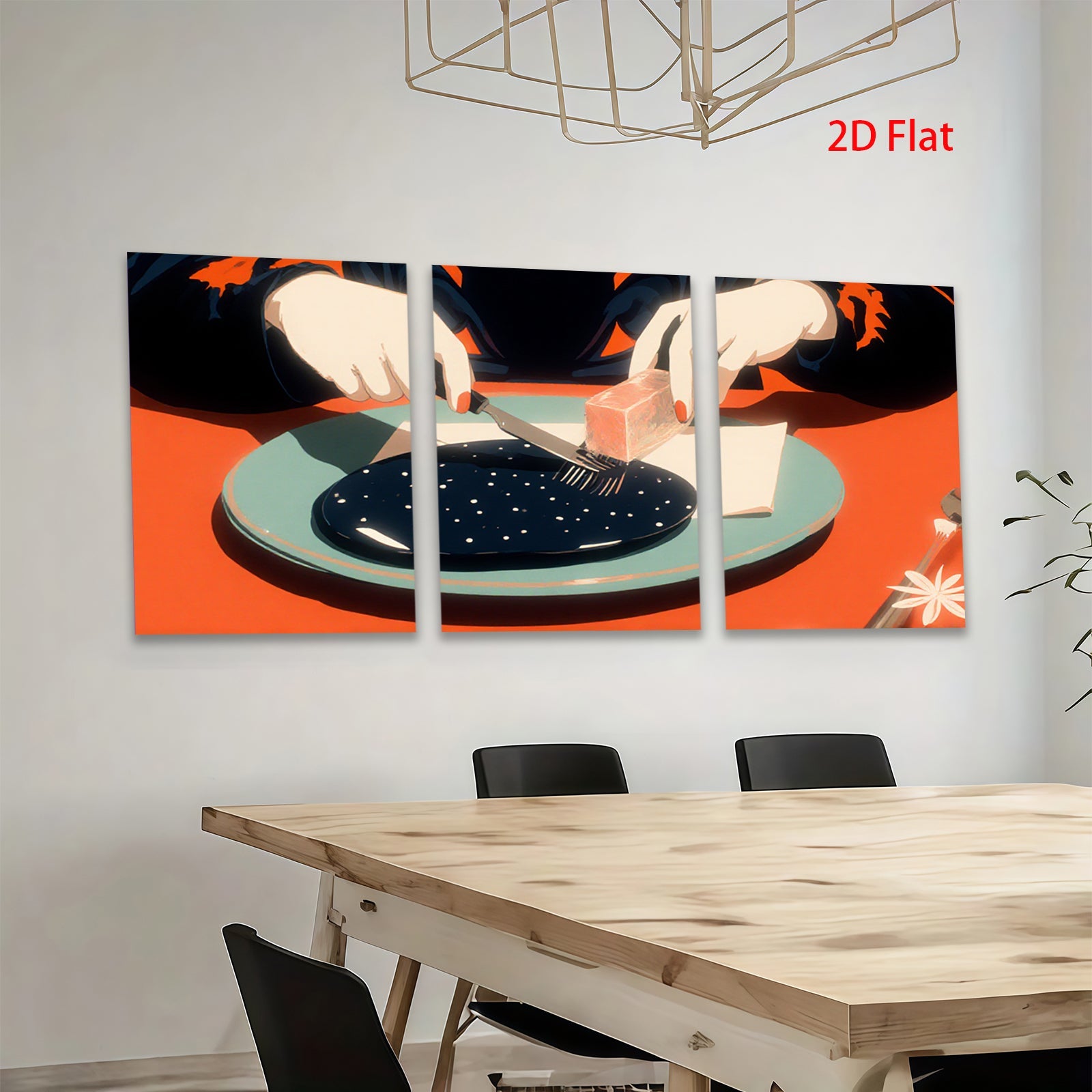 2D flat 1pc Cosmic Dinner Abstract Art Modern Wall Decor Living Room Bedroom Canvas Print Inspirational Home Artwork Gallery Wrapped Ready to Hang Minimalist Style