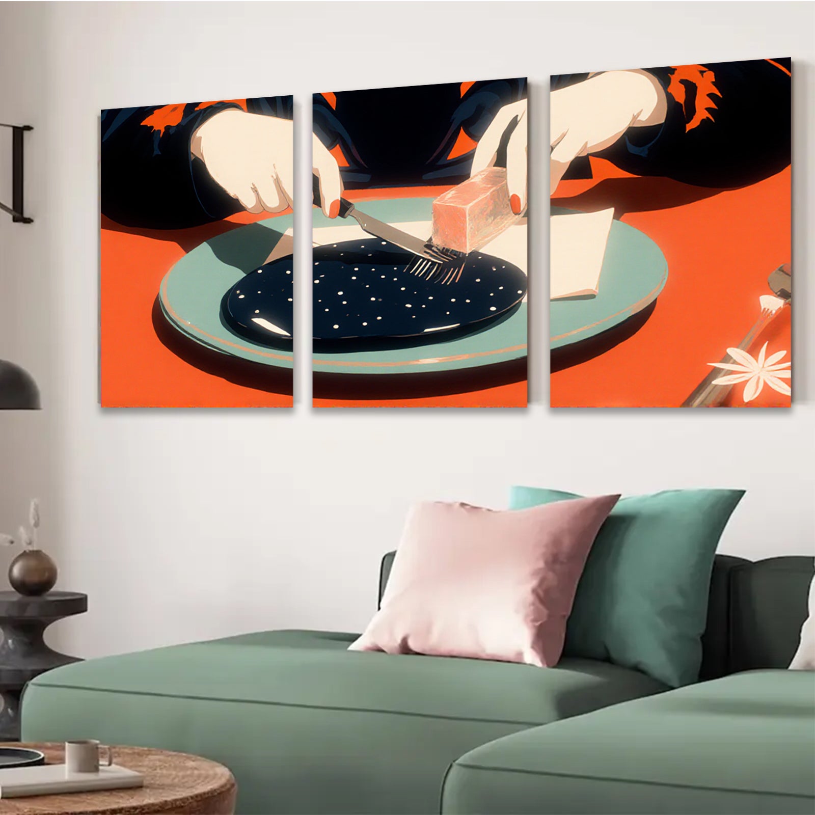 2D flat 1pc Cosmic Dinner Abstract Art Modern Wall Decor Living Room Bedroom Canvas Print Inspirational Home Artwork Gallery Wrapped Ready to Hang Minimalist Style