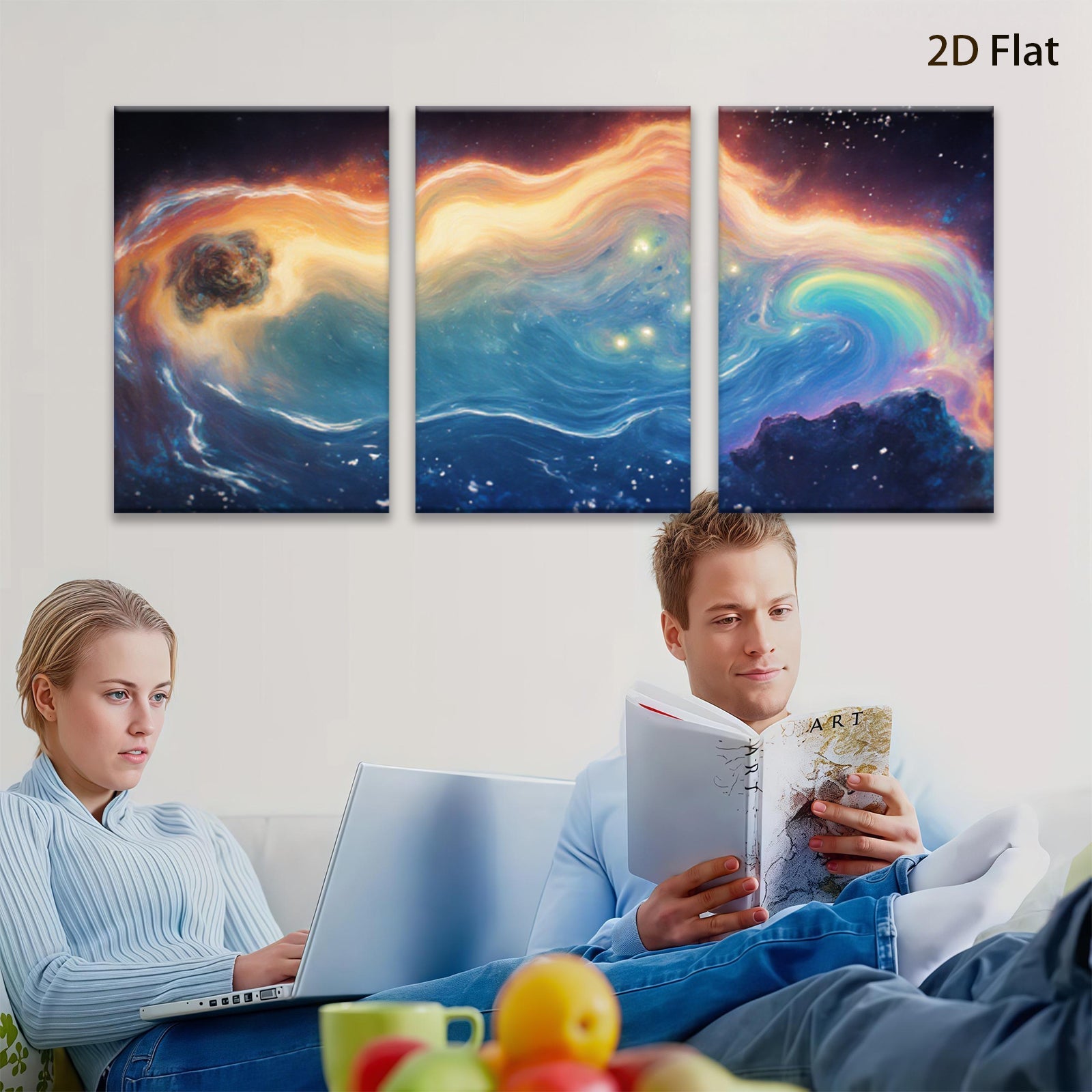 2D flat 1pc Cosmic Whirlpool Galaxy Abstract Canvas Wall Art Decor for Living Room Bedroom Modern Farmhouse Gallery Wrapped Timeless Elegance