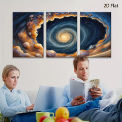 2D flat 1pc Cosmic Whirlpool Galaxy Abstract Wall Art for Living Room Bedroom Modern Farmhouse Decor Gallery Wrapped Canvas Prints Ready to Hang