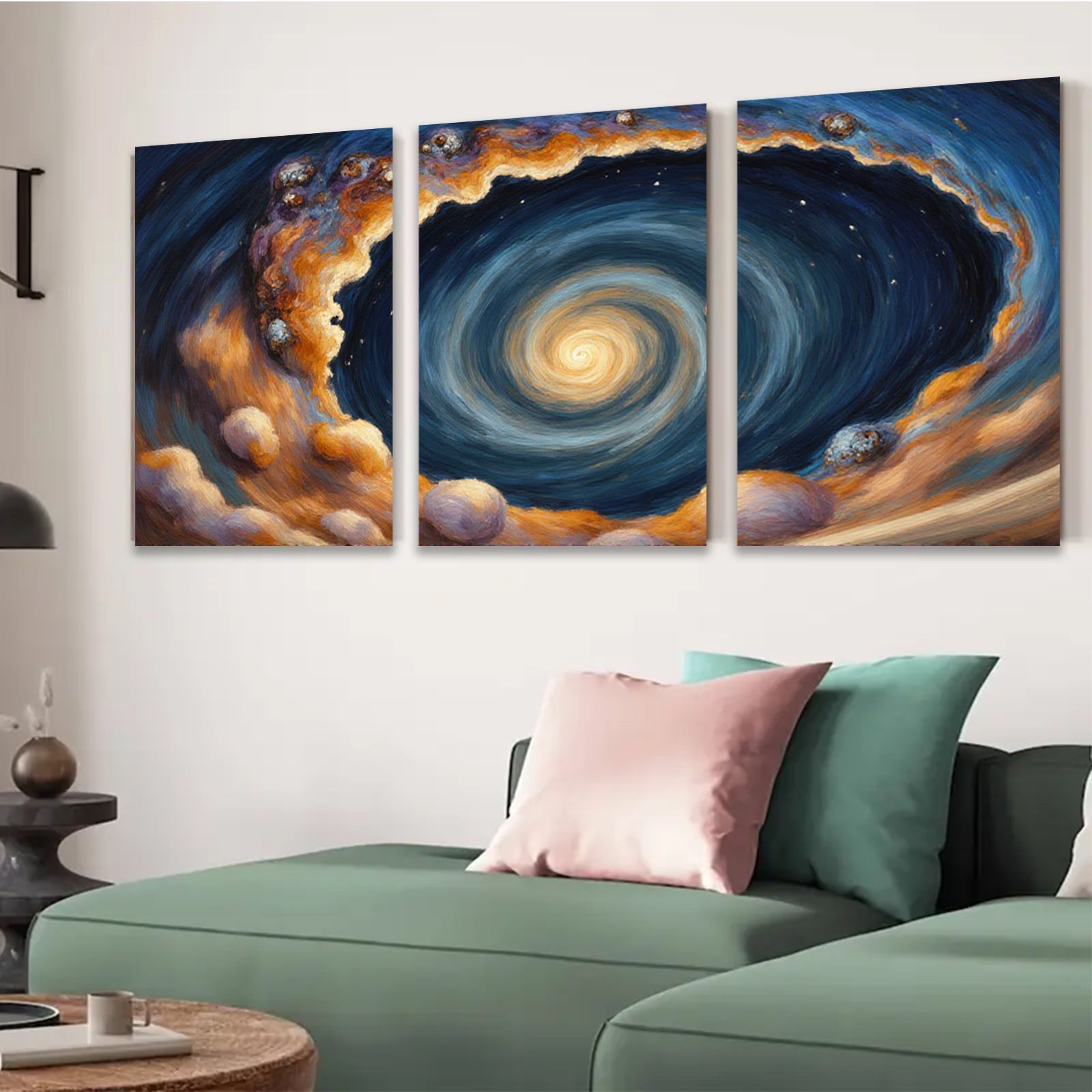 2D flat 1pc Cosmic Whirlpool Galaxy Abstract Wall Art for Living Room Bedroom Modern Farmhouse Decor Gallery Wrapped Canvas Prints Ready to Hang