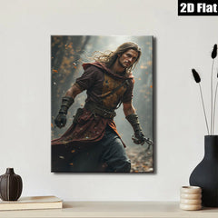 2D flat 1pc Courageous Knight Running Through Forest Wall Art Living Room Bedroom Decor Gallery Wrapped Canvas Prints for Home Modern Farmhouse Rustic Style Trending Now