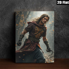 2D flat 1pc Courageous Knight Running Through Forest Wall Art Living Room Bedroom Decor Gallery Wrapped Canvas Prints for Home Modern Farmhouse Rustic Style Trending Now