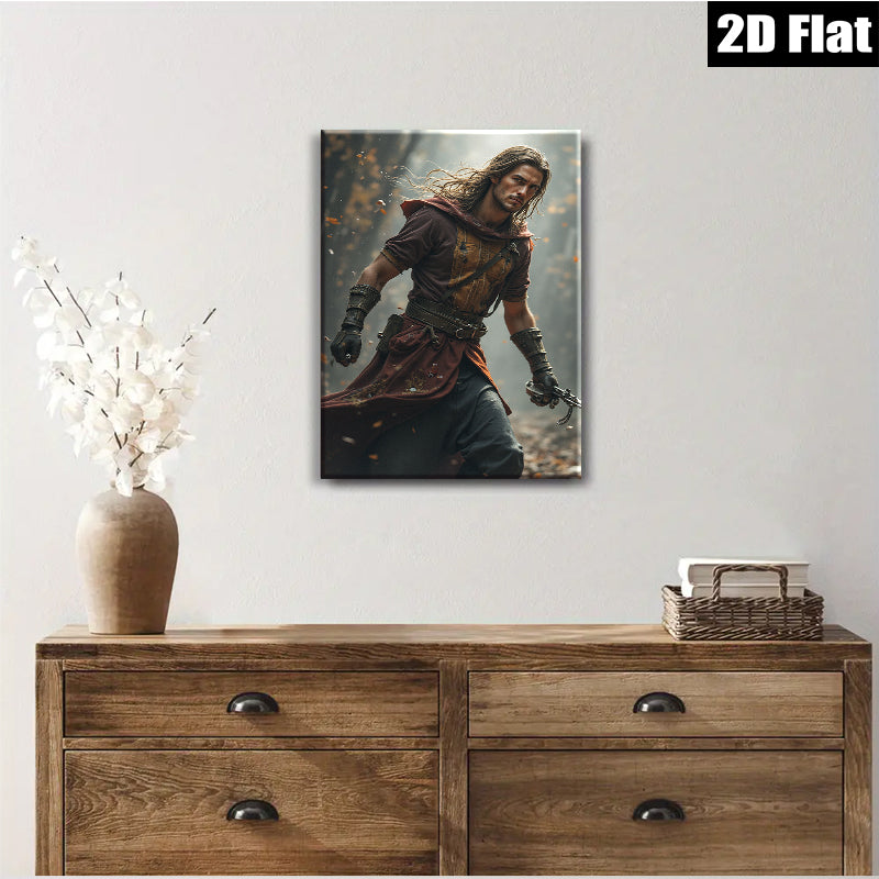 2D flat 1pc Courageous Knight Running Through Forest Wall Art Living Room Bedroom Decor Gallery Wrapped Canvas Prints for Home Modern Farmhouse Rustic Style Trending Now
