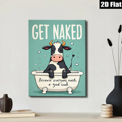 2D flat 1pc Cow Taking Bath Farm Animal Wall Art Decor For Bathroom Spa Relaxing Modern Canvas Prints Living Room Bedroom Decor Home Gifts