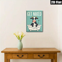2D flat 1pc Cow Taking Bath Farm Animal Wall Art Decor For Bathroom Spa Relaxing Modern Canvas Prints Living Room Bedroom Decor Home Gifts