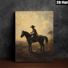 2D flat 1pc Cowboy on Horseback Western Landscape Wall Art Prints for Living Room Bedroom Home Decor Farmhouse Style Rustic Canvas Prints