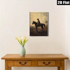 2D flat 1pc Cowboy on Horseback Western Landscape Wall Art Prints for Living Room Bedroom Home Decor Farmhouse Style Rustic Canvas Prints