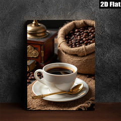 2D flat 1pc Cozy Coffee Still Life Farmhouse Kitchen Decor Rustic Wall Art Dining Room Living Room Gallery Wrapped Canvas Prints Modern Minimalist