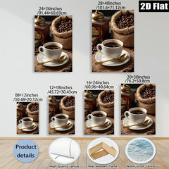2D flat 1pc Cozy Coffee Still Life Farmhouse Kitchen Decor Rustic Wall Art Dining Room Living Room Gallery Wrapped Canvas Prints Modern Minimalist