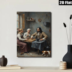 2D flat 1pc Cozy Family Game Night Rustic Farmhouse Wall Decor for Living Room Bedroom Gallery Wrapped Canvas Print Modern Art