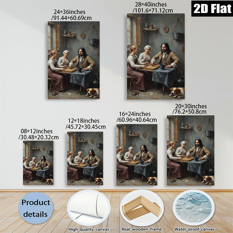 2D flat 1pc Cozy Family Game Night Rustic Farmhouse Wall Decor for Living Room Bedroom Gallery Wrapped Canvas Print Modern Art