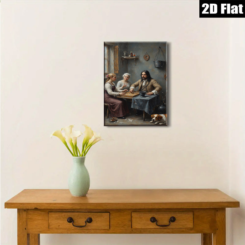 2D flat 1pc Cozy Family Game Night Rustic Farmhouse Wall Decor for Living Room Bedroom Gallery Wrapped Canvas Print Modern Art