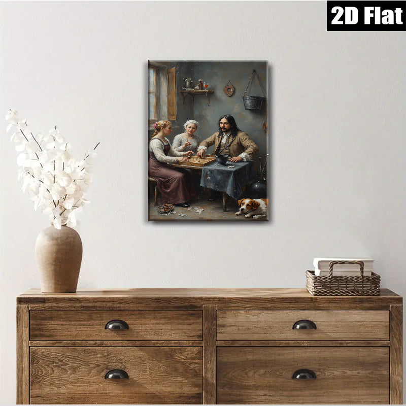2D flat 1pc Cozy Family Game Night Rustic Farmhouse Wall Decor for Living Room Bedroom Gallery Wrapped Canvas Print Modern Art