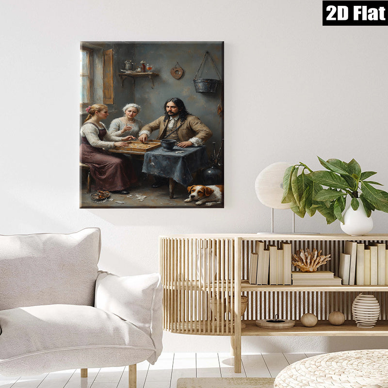 2D flat 1pc Cozy Family Game Night Rustic Farmhouse Wall Decor for Living Room Bedroom Gallery Wrapped Canvas Print Modern Art