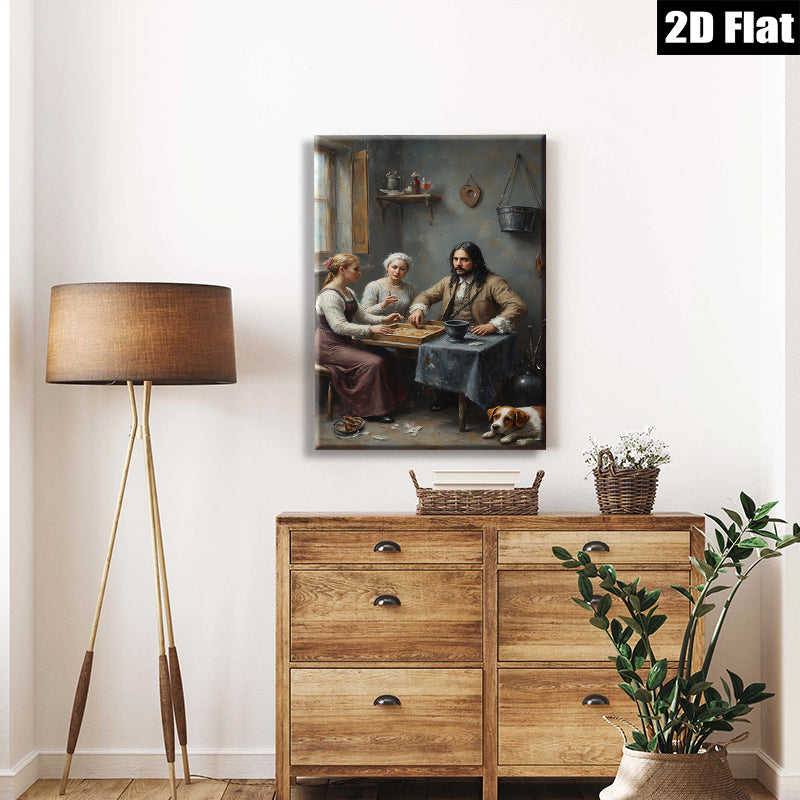 2D flat 1pc Cozy Family Game Night Rustic Farmhouse Wall Decor for Living Room Bedroom Gallery Wrapped Canvas Print Modern Art