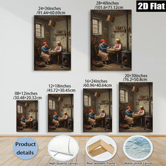 2D flat 1pc Cozy Kitchen Scene Two Women Chatting With Cat Farmhouse Wall Art Rustic Home Decor Living Room Bedroom Canvas Prints Modern Gallery Wrapped Art