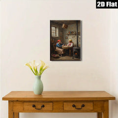 2D flat 1pc Cozy Kitchen Scene Two Women Chatting With Cat Farmhouse Wall Art Rustic Home Decor Living Room Bedroom Canvas Prints Modern Gallery Wrapped Art