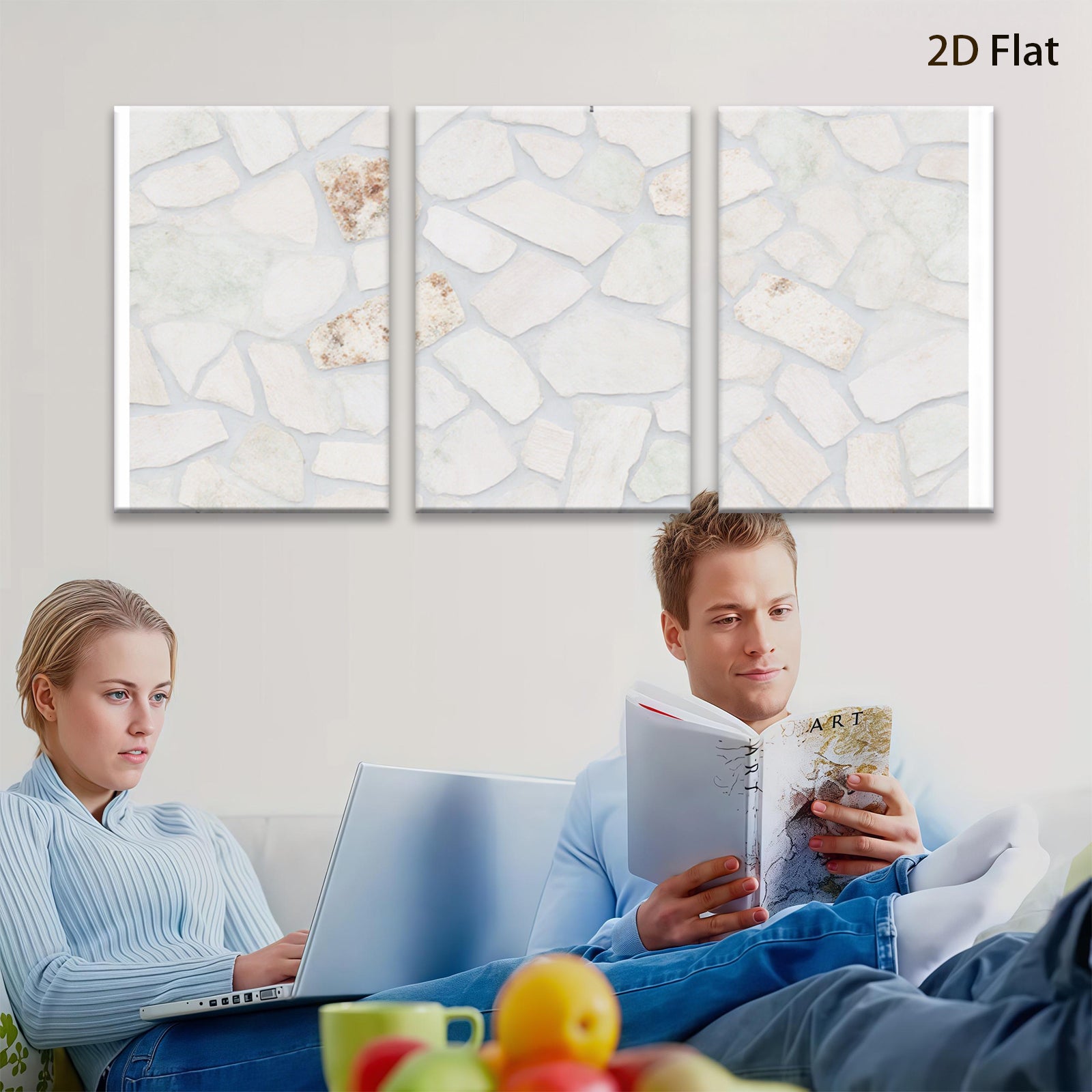 2D flat 1pc Cracked Porcelain Wall Art Distressed Texture Modern Farmhouse Decor Living Room Bedroom Gallery Wrapped Canvas Prints Large Size