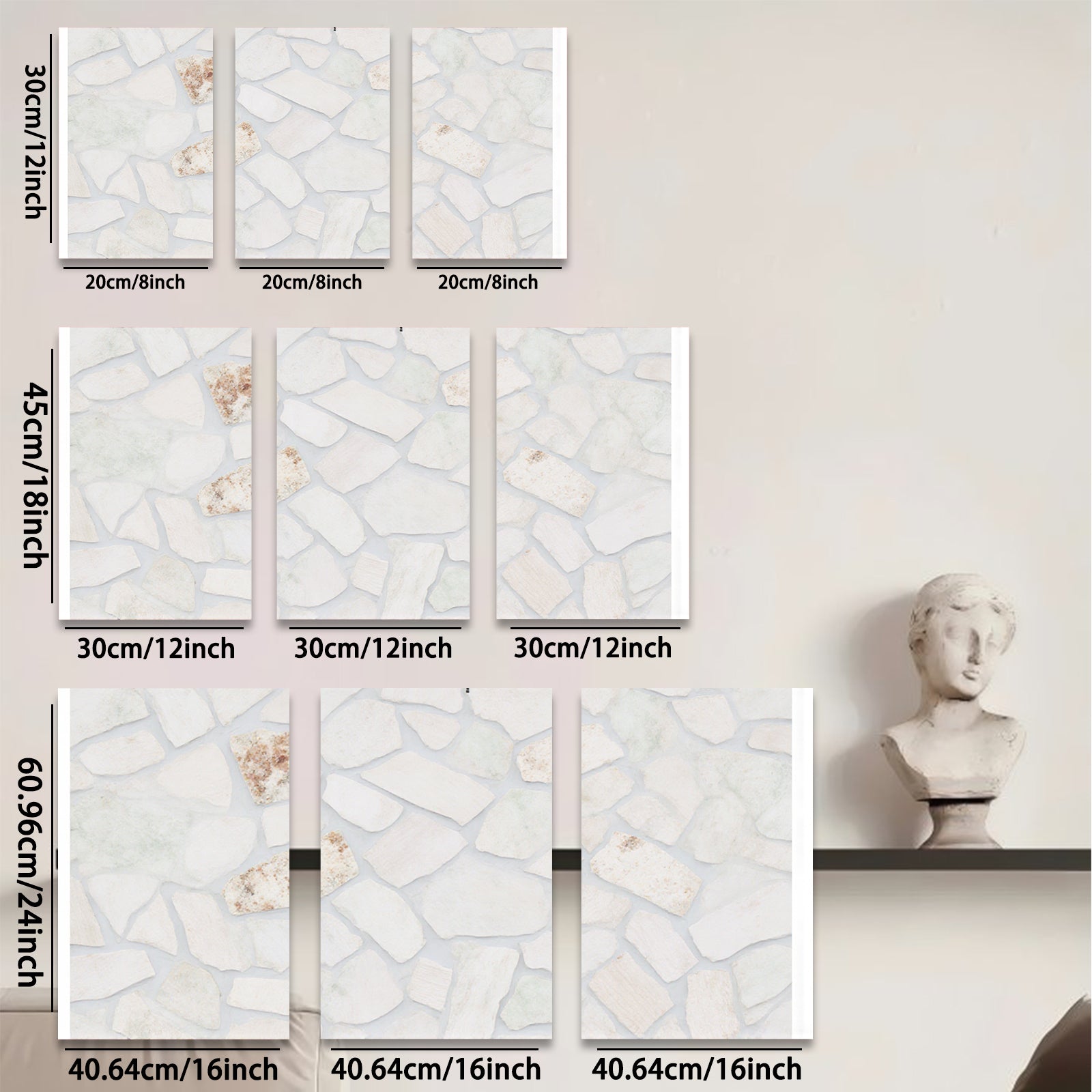 2D flat 1pc Cracked Porcelain Wall Art Distressed Texture Modern Farmhouse Decor Living Room Bedroom Gallery Wrapped Canvas Prints Large Size