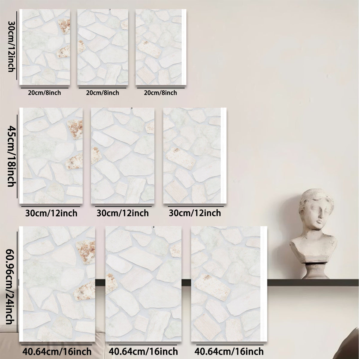 2D flat 1pc Cracked Porcelain Wall Art Distressed Texture Modern Farmhouse Decor Living Room Bedroom Gallery Wrapped Canvas Prints Large Size