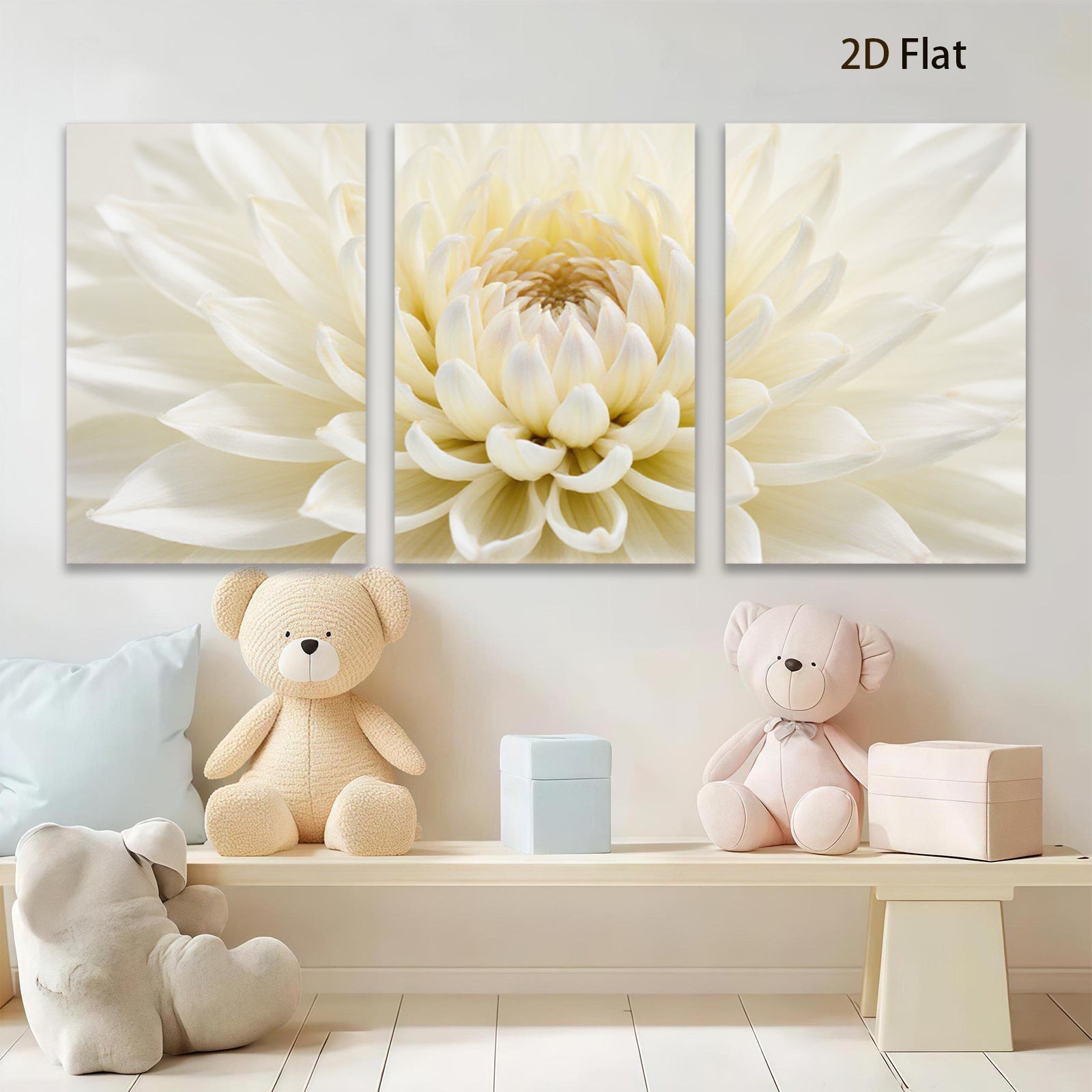 2D flat 1pc Creamy Dahlia Bloom Wall Art Botanical Home Decor Living Room Bedroom Gallery Wrapped Canvas Prints Modern Farmhouse Aesthetic Cozy Vibes
