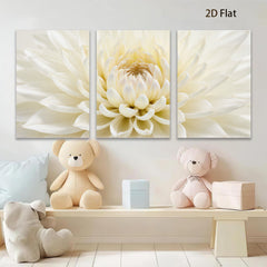 2D flat 1pc Creamy Dahlia Bloom Wall Art Botanical Home Decor Living Room Bedroom Gallery Wrapped Canvas Prints Modern Farmhouse Aesthetic Cozy Vibes